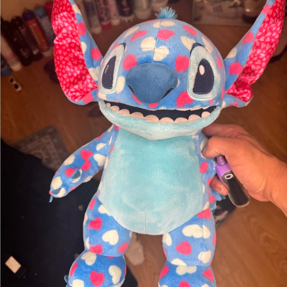 Build-A-Bear Blue and Pink Heart Patterned Plush